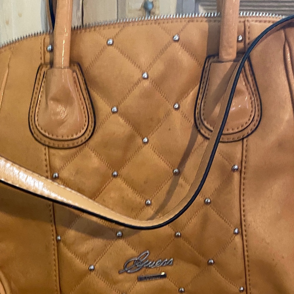 Guess Camel Quilted Tote Bag